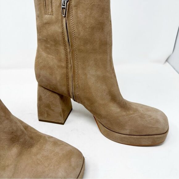 Dolce Vita Suede Heeled Platform Ulyses Bootie Mushroom - Picture 3 of 9